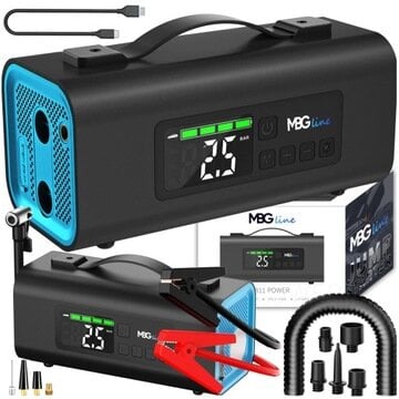 Jump Starter Booster 54,76Wh automobilio kompresoriaus ventiliatoriaus Powerbank LED kaina ir informacija | Kompresoriai | pigu.lt