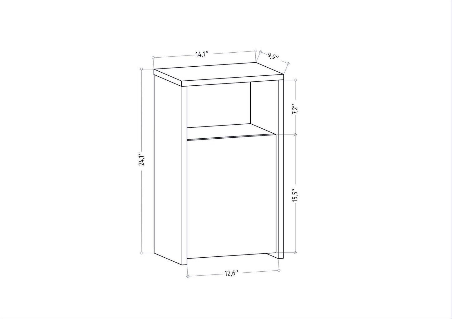 Naktinis staliukas Asir, 36x25,3x61,4 cm, pilkas kaina ir informacija | Spintelės prie lovos | pigu.lt