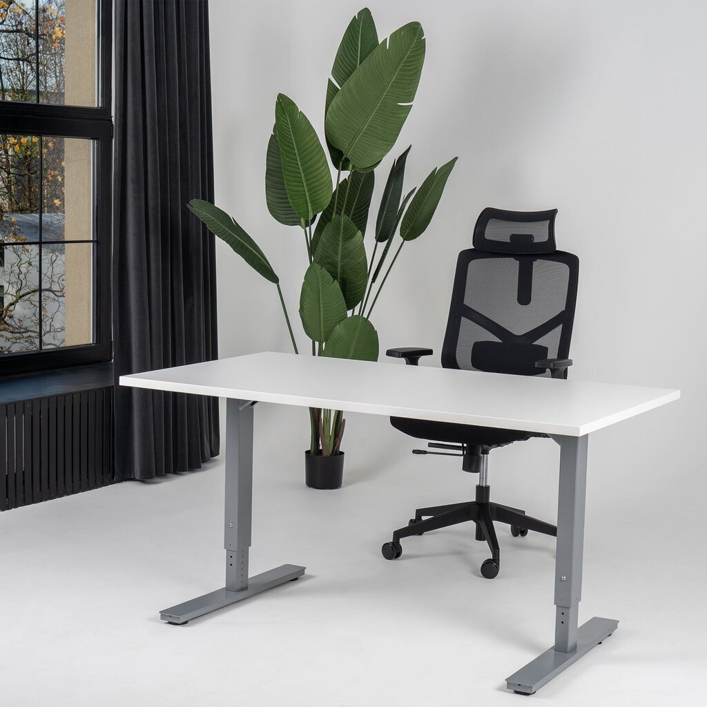 Reguliuojamas stalas Ergostock Forza line, 120x65 cm, baltas/juodas kaina ir informacija | Kompiuteriniai, rašomieji stalai | pigu.lt