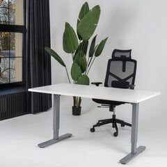 Reguliuojamas stalas Ergostock Forza line, 140x80 cm, baltas/juodas kaina ir informacija | Kompiuteriniai, rašomieji stalai | pigu.lt
