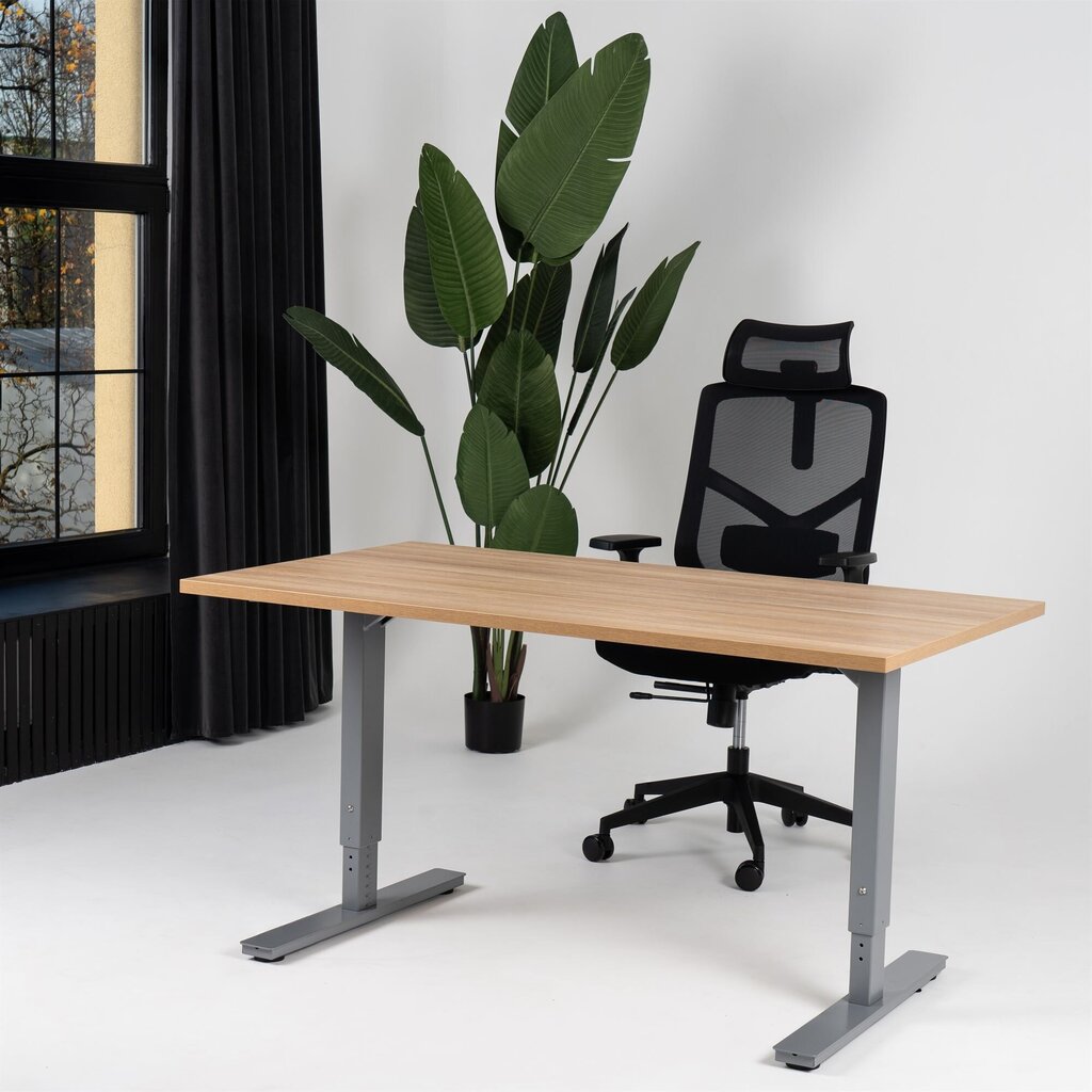 Reguliuojamas stalas Ergostock Forza line, 140x80 cm, rudas/juodas kaina ir informacija | Kompiuteriniai, rašomieji stalai | pigu.lt