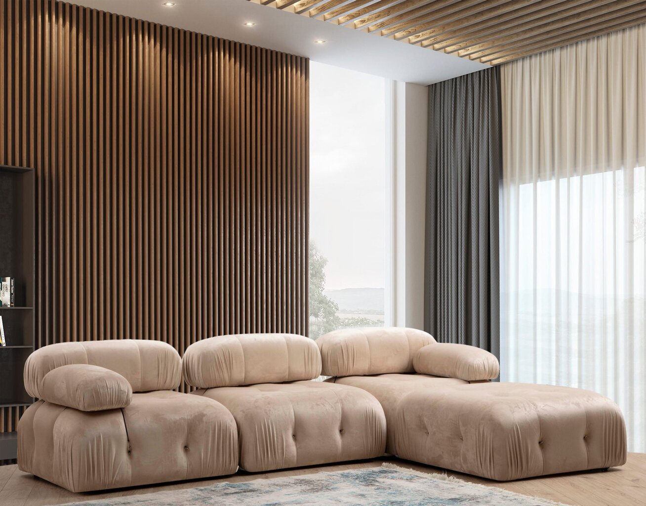 Kampinė sofa Asir Bubble Corner, smėlio spalvos цена и информация | Minkšti kampai | pigu.lt