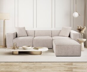 Kampinė sofa Lora (L1-O1-1R-POUFFE ) - Cream цена и информация | Угловые диваны | pigu.lt