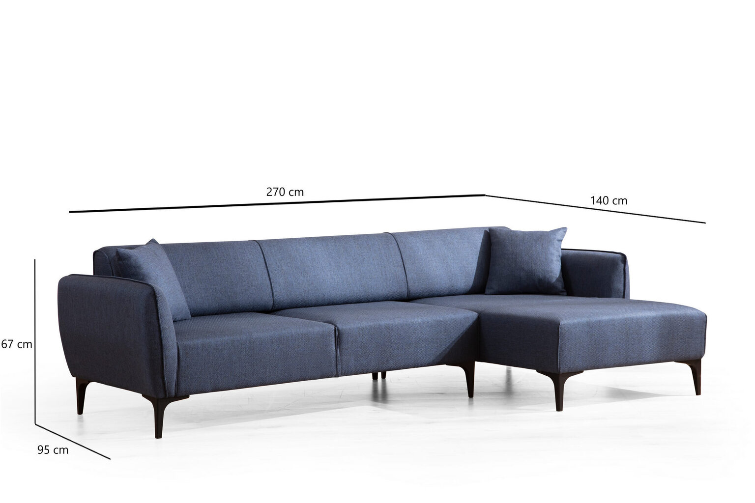 Kampinė sofa Asir Belissimo Right, mėlyna kaina ir informacija | Sofos | pigu.lt