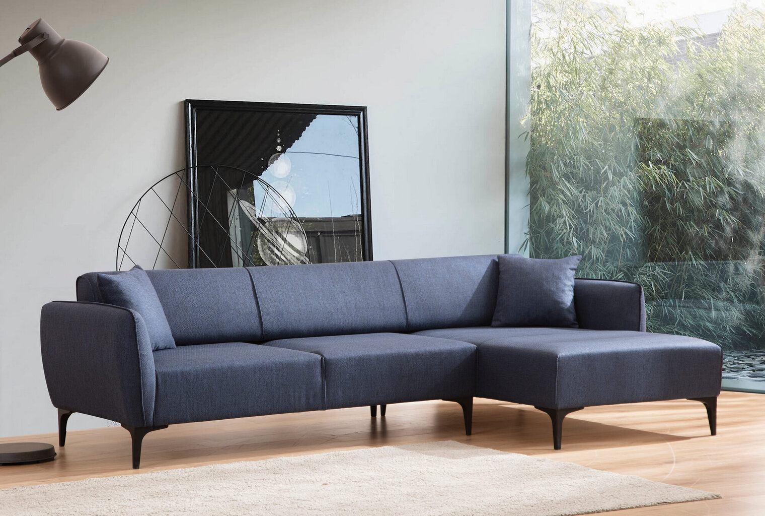 Kampinė sofa Asir Belissimo Right, mėlyna kaina ir informacija | Sofos | pigu.lt