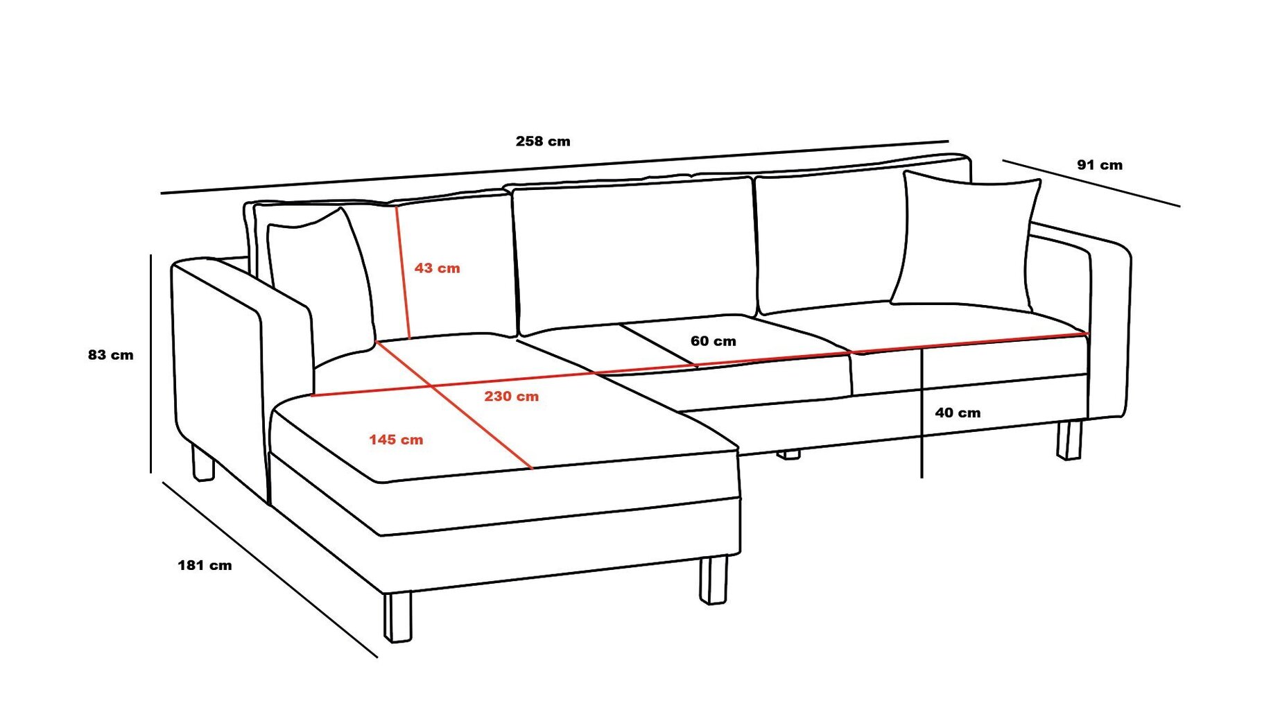 Kampinė sofa Asir Berlin Left, smėlio/juodos spalvos kaina ir informacija | Minkšti kampai | pigu.lt