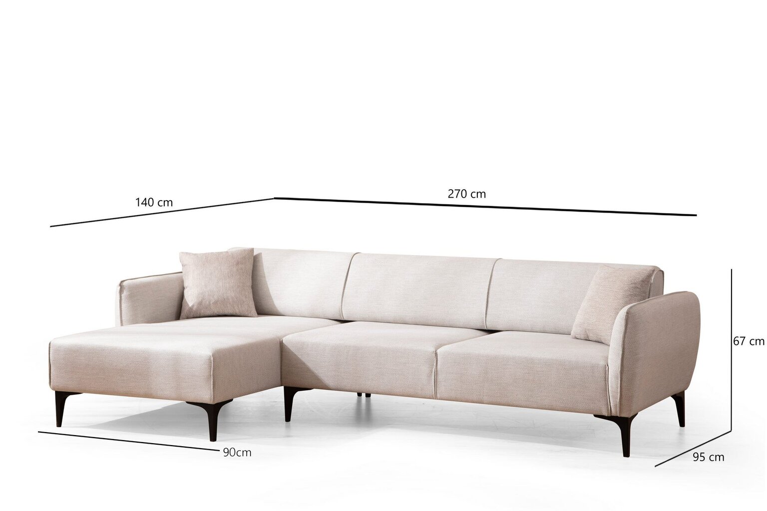 Kampinė sofa Asir Belissimo Left, balta kaina ir informacija | Sofos | pigu.lt