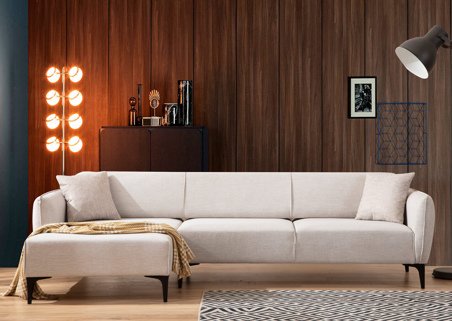 Kampinė sofa Asir Belissimo Left, balta kaina ir informacija | Sofos | pigu.lt