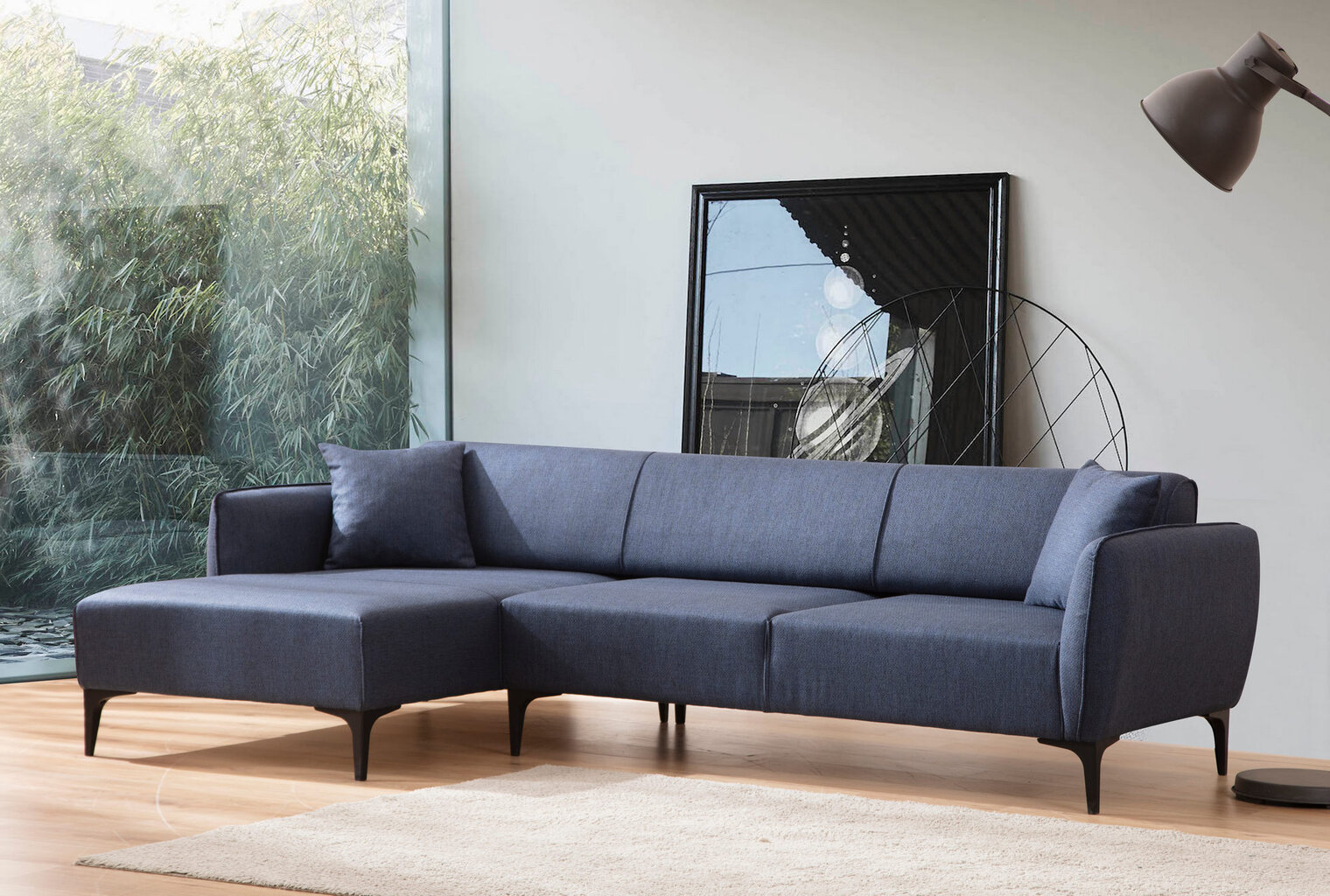 Kampinė sofa Asir Belissimo Left, mėlyna kaina ir informacija | Sofos | pigu.lt