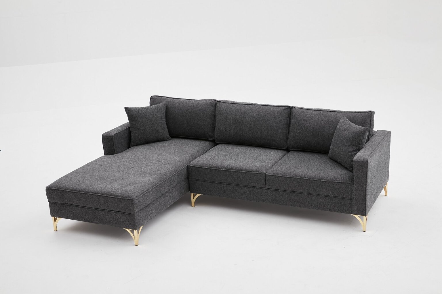 Kampinė sofa Asir Berlin Left, pilka/auksinė цена и информация | Minkšti kampai | pigu.lt