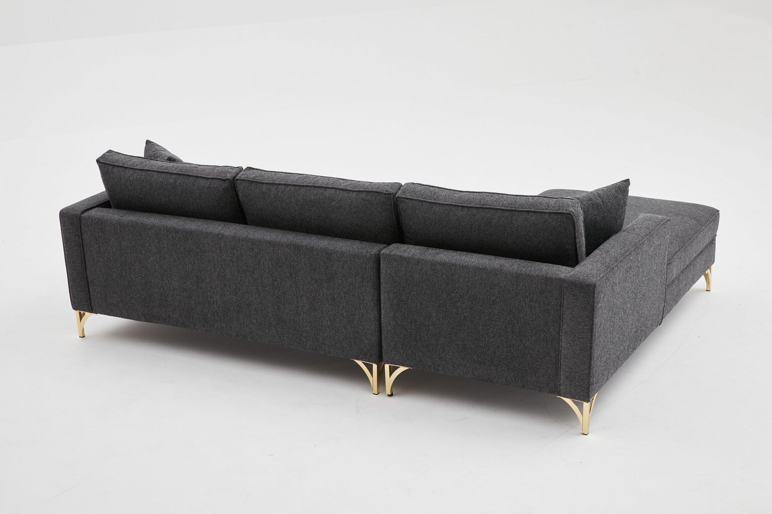 Kampinė sofa Asir Berlin Left, pilka/auksinė цена и информация | Minkšti kampai | pigu.lt