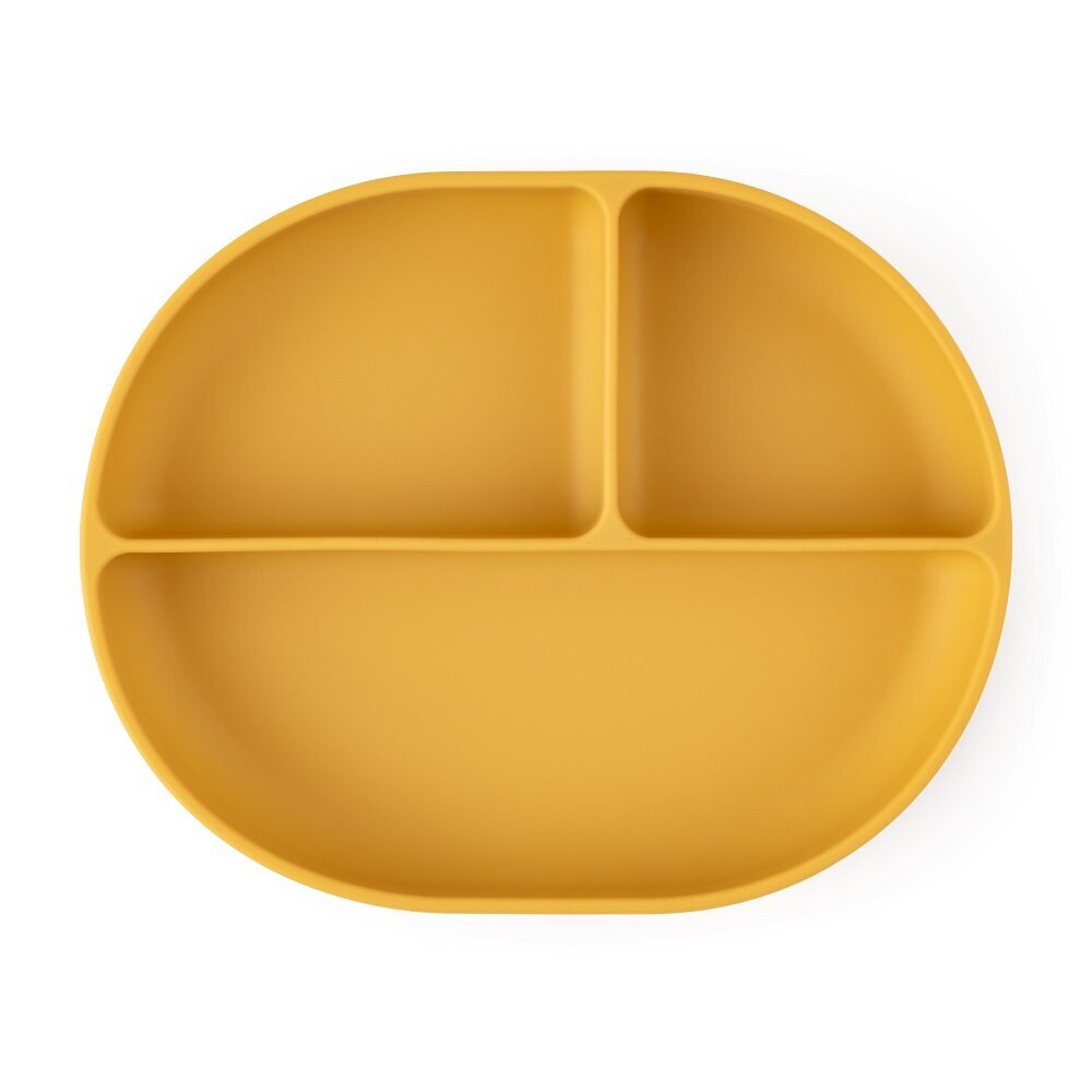 Silikoninė lėkštė su skyreliais Petite&Mars Intense Ochre, geltona kaina ir informacija | Kūdikių indai, indeliai pienui ir įrankiai | pigu.lt