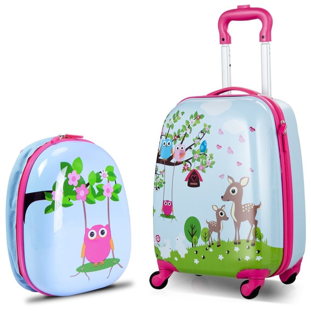 2 dalių vaikiškas bagažo rinkinys Costway Miškas kaina ir informacija | Lagaminai, kelioniniai krepšiai | pigu.lt