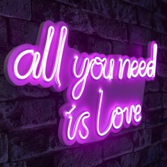 Dekoratyvinis plastikinis LED apšvietimas All You Need is Love - Pink цена и информация | Настенные светильники | pigu.lt