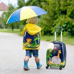 Комплект детского багажа из 2 предметов, ручная кладь + рюкзак, джунгли, Costway цена и информация | Чемоданы, дорожные сумки  | pigu.lt
