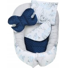 Kūdikio lizdelio rinkinys, 7-in-1, pilkas/mėlynas kaina ir informacija | Vokeliai, miegmaišiai, pagalvės | pigu.lt