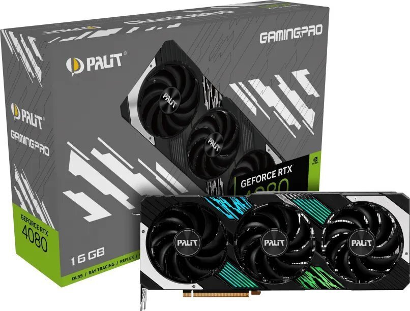 Palit GeForce RTX 4080 Super GamingPro (NED408S019T2-1032A) kaina ir informacija | Vaizdo plokštės (GPU) | pigu.lt