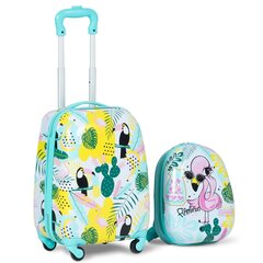 2 dalių vaikiškas bagažo rinkinys Costway Flamingas kaina ir informacija | Lagaminai, kelioniniai krepšiai | pigu.lt