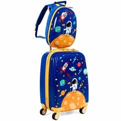 Комплект детского багажа из 2 предметов, ручная кладь + рюкзак, космонавт, Costway цена и информация | Чемоданы, дорожные сумки  | pigu.lt