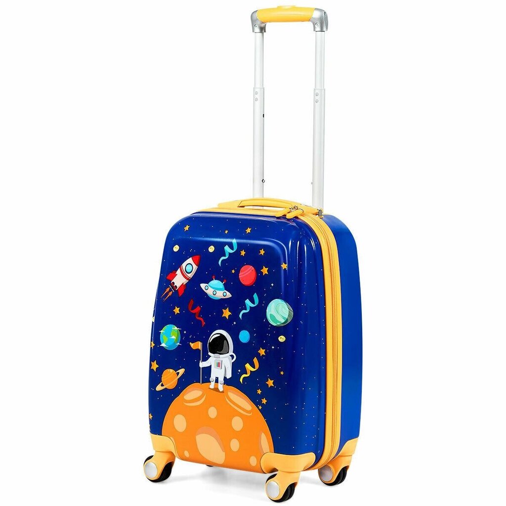 2 dalių vaikiškas bagažo rinkinys Costway Astronautas, mėlynas kaina ir informacija | Lagaminai, kelioniniai krepšiai | pigu.lt