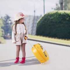 Vaikiškas lagaminas su mirksinčiais ratukais Costway Kačiukas, geltonas kaina ir informacija | Lagaminai, kelioniniai krepšiai | pigu.lt