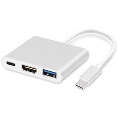 iLike HD1 3in1 USB-C (Type-C) Плагин на HDMI 4K / USB 3.0 / USB-C Женский аудио- и видеокабельный адаптер Серебристый (OEM) цена и информация | Адаптеры, USB-разветвители | pigu.lt