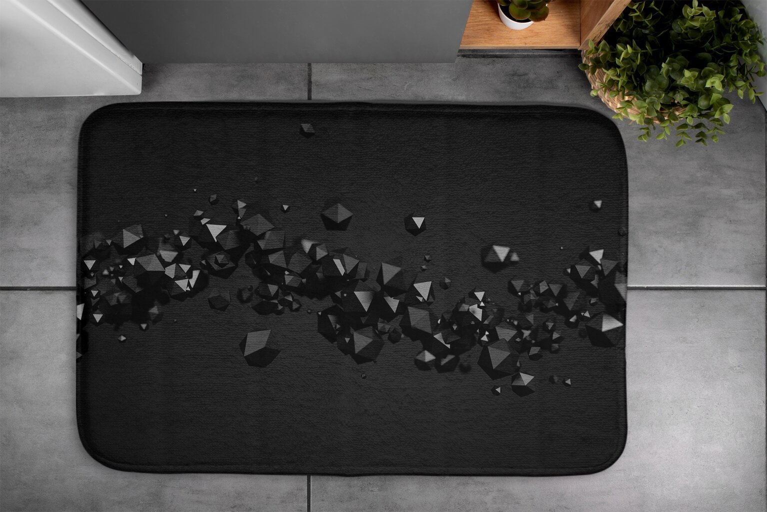 Vonios kilimėlis Juodoji Geometrinė Abstrakcija, 75x45 cm цена и информация | Vonios kambario aksesuarai | pigu.lt
