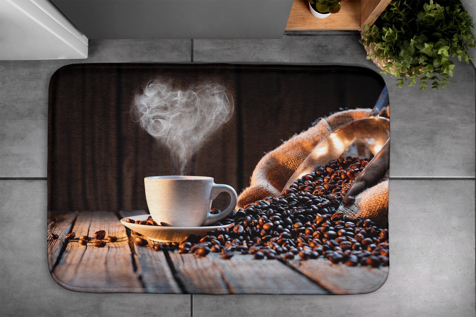Vonios kilimėlis Kavos Širdis, 75x45 cm kaina ir informacija | Vonios kambario aksesuarai | pigu.lt