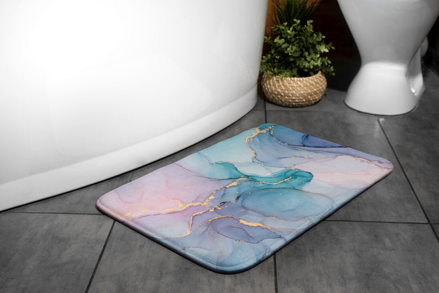 Vonios kilimėlis, spalvotas marmuras, 75x45 cm цена и информация | Vonios kambario aksesuarai | pigu.lt