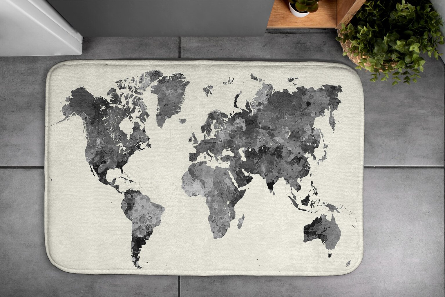 Vonios kilimėlis, pasaulio žemėlapis, 90x60 cm kaina ir informacija | Vonios kambario aksesuarai | pigu.lt