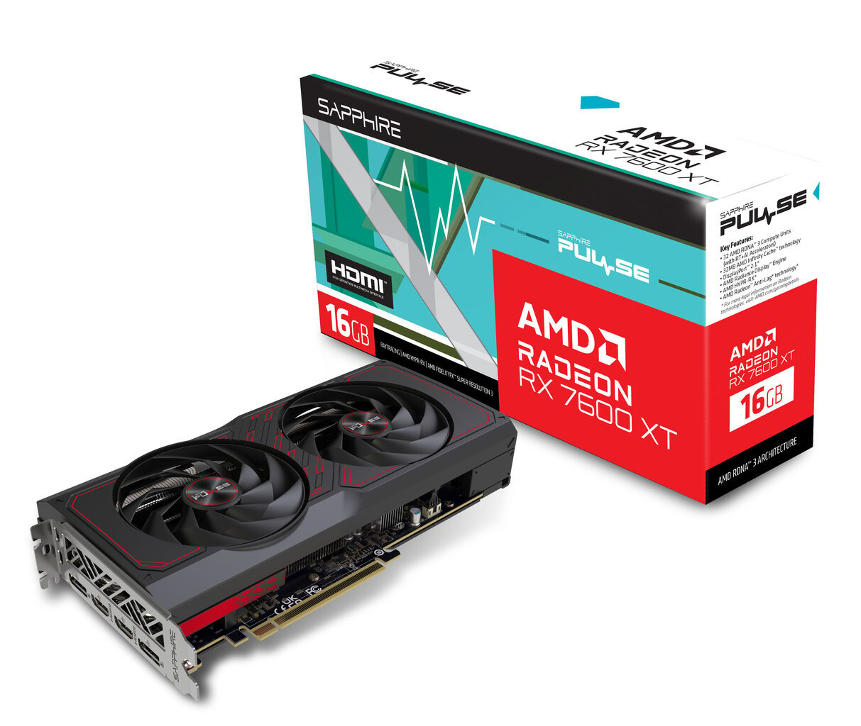 Sapphire Pulse AMD Radeon RX 7600 XT (11339-04-20G) kaina ir informacija | Vaizdo plokštės (GPU) | pigu.lt