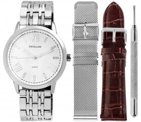 Dovanų rinkinys su vyrišku laikrodžiu ir dviem keičiamomis apyrankėmis, Excellanc kaina ir informacija | Vyriški laikrodžiai | pigu.lt