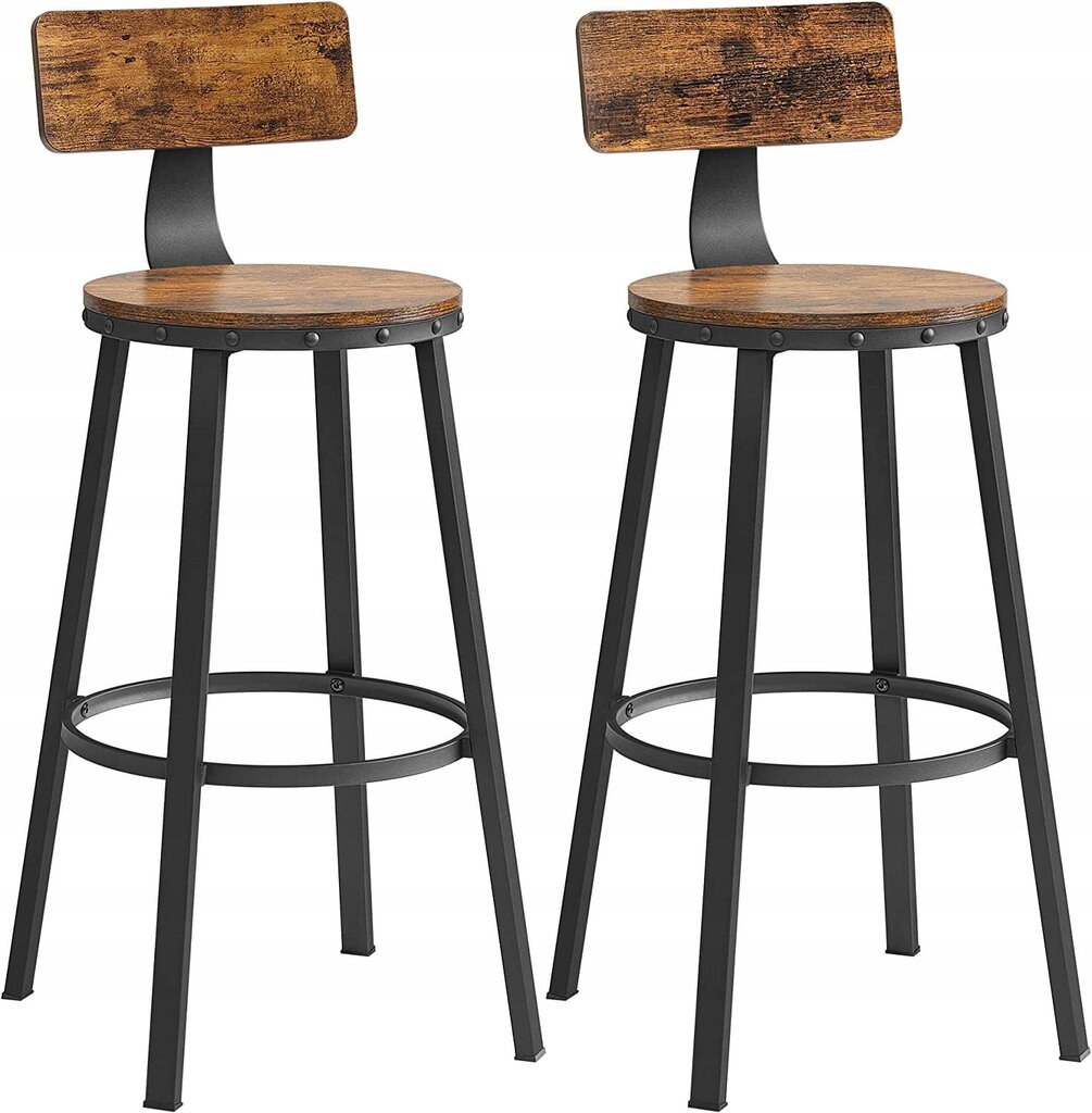 2-ių kėdžių komplektas, rudas/juodas kaina ir informacija | Virtuvės ir valgomojo kėdės | pigu.lt