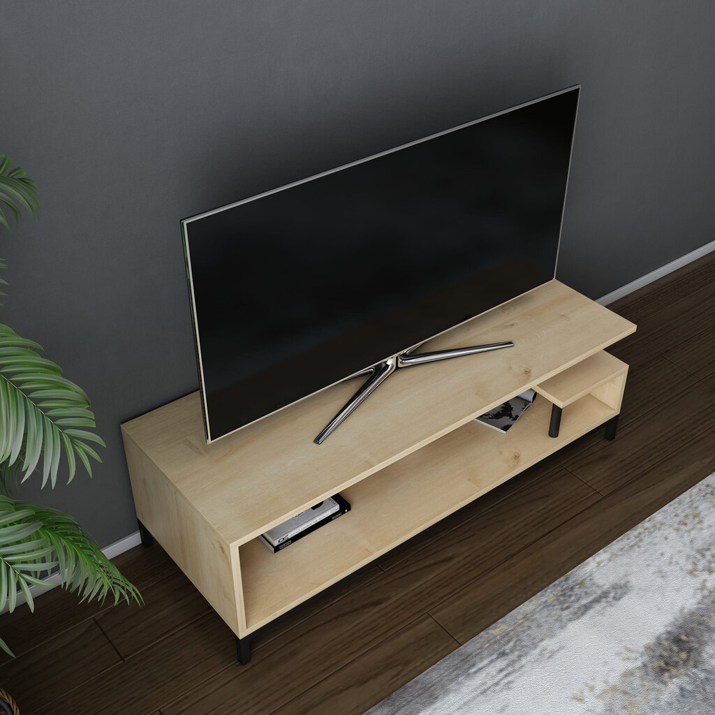 TV stovas Asir, 120x44,6x37,6 cm, rudas/juodas kaina ir informacija | TV staliukai | pigu.lt