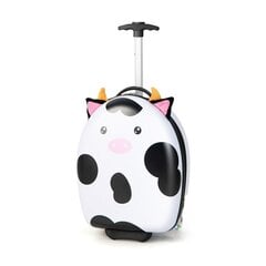Детский чемодан со светящимися колесами Costway, белый/черный цена и информация | Чемоданы, дорожные сумки  | pigu.lt
