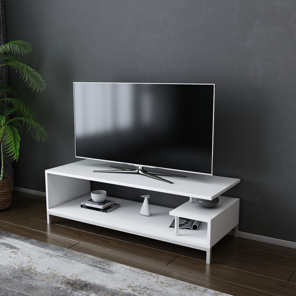TV stovas Asir, 120x44,6x37,6 cm, baltas kaina ir informacija | TV staliukai | pigu.lt