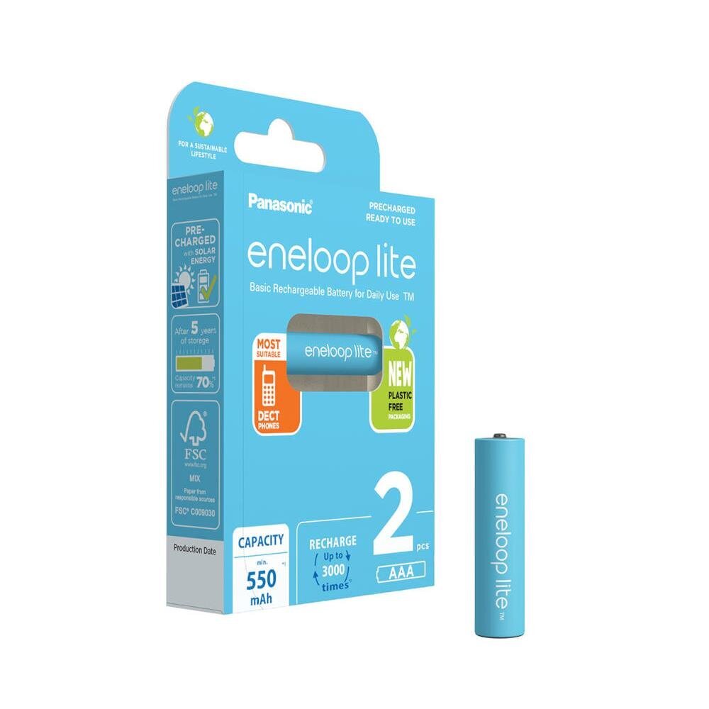 Panasonic Eneloop Lite AAA 550mAh įkraunamos baterijos - 2 pcs kaina ir informacija | Elementai | pigu.lt