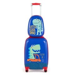 2 dalių vaikiškas bagažo rinkinys Costway Drakonas, mėlynas kaina ir informacija | Lagaminai, kelioniniai krepšiai | pigu.lt