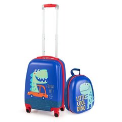 2 dalių vaikiškas bagažo rinkinys Costway Drakonas, mėlynas kaina ir informacija | Lagaminai, kelioniniai krepšiai | pigu.lt