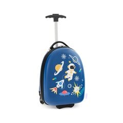 Детский чемодан с 2-х ступенчатой телескопической ручкой Costway, космонавты ,синий цена и информация | Чемоданы, дорожные сумки  | pigu.lt
