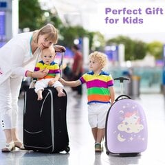 Детский чемодан с 2-х ступенчатой телескопической ручкой Costway, фиолетовый цена и информация | Чемоданы, дорожные сумки  | pigu.lt