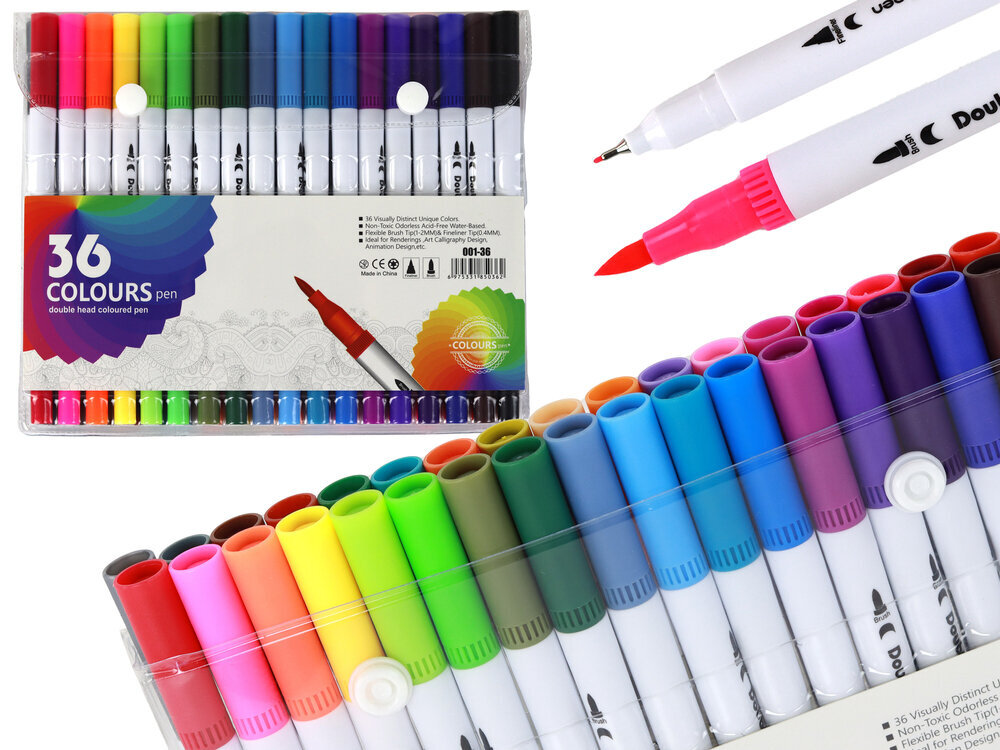 Dvipusių rašiklių rinkinys, 36 spalv. kaina ir informacija | Piešimo, tapybos, lipdymo reikmenys | pigu.lt