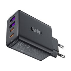 Wall charger Acefast A61 GaN 2xUSB-A, 2xUSB-C PD45W EU (black) цена и информация | Зарядные устройства для телефонов | pigu.lt