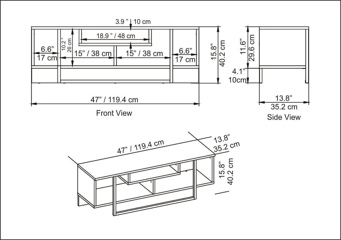 TV stovas Asir, 120x35,2x40,2 cm, juodas/auksinis kaina ir informacija | TV staliukai | pigu.lt