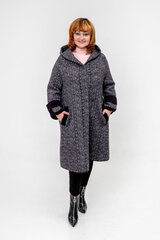 Женское пальто с отделкой из ткани с ворсом с капюшоном, серый цена и информация | Женские пальто | pigu.lt
