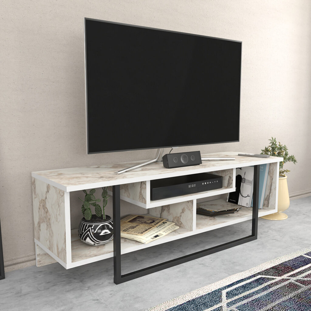 TV stovas Asir, 120x35,2x40,2 cm, baltas/juodas kaina ir informacija | TV staliukai | pigu.lt