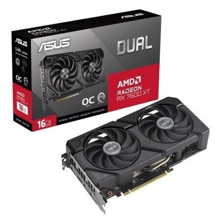 Asus Dual Radeon RX 7600 XT OC Edition (90YV0K21-M0NA00) цена и информация | Vaizdo plokštės (GPU) | pigu.lt