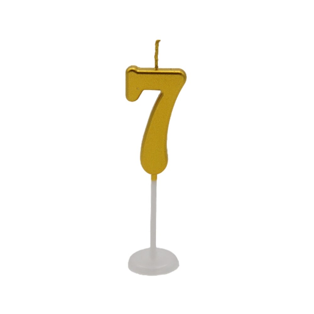 Auksinė žvakutė tortui, skaičius, 7 kaina ir informacija | Dekoracijos šventėms | pigu.lt