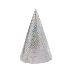 Gimtadienio kepuraitė, sidabrinė, 20 cm., 10 vnt kaina ir informacija | Dekoracijos šventėms | pigu.lt