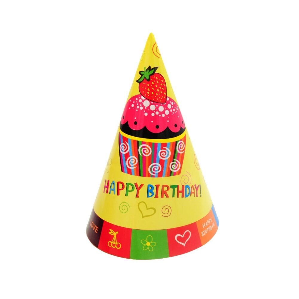 Gimtadienio kepuraitė, Happy Birthday, 20 cm., 10 vnt kaina ir informacija | Dekoracijos šventėms | pigu.lt